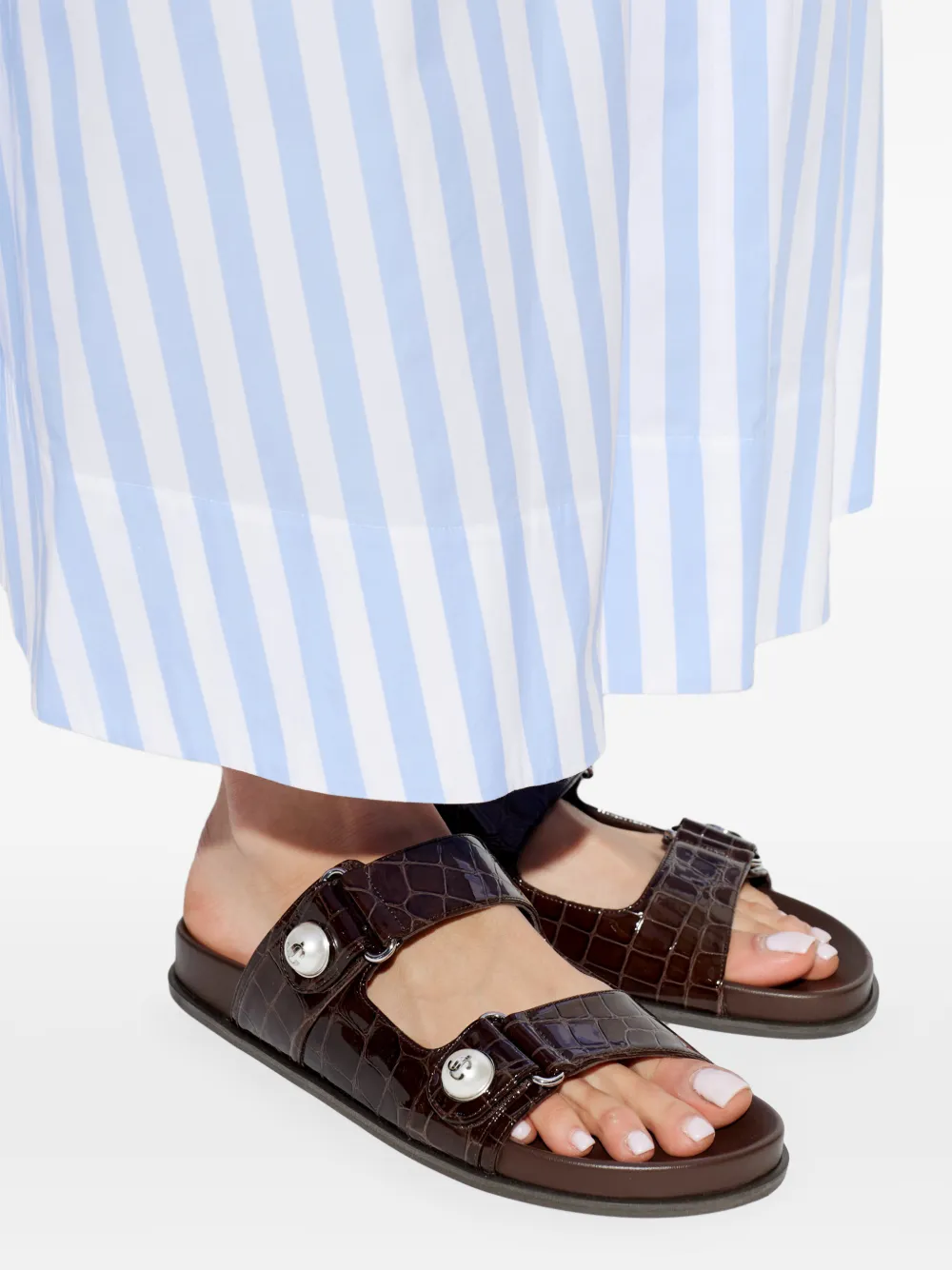 Jimmy Choo Fayence leren sandalen met studs Bruin