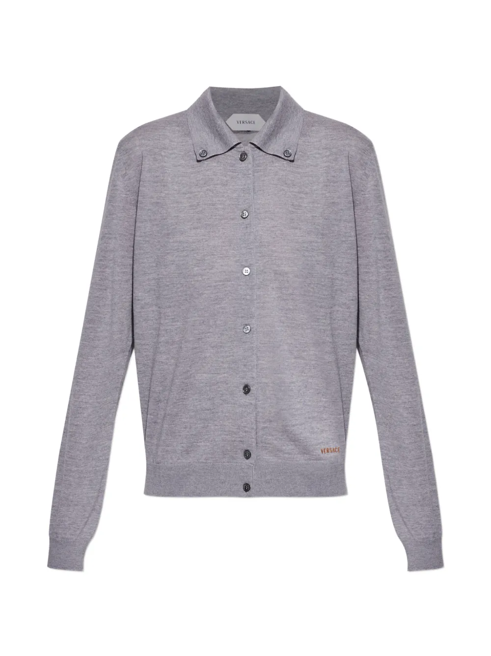 Versace logo-embroidered buttoned cardigan - Grigio