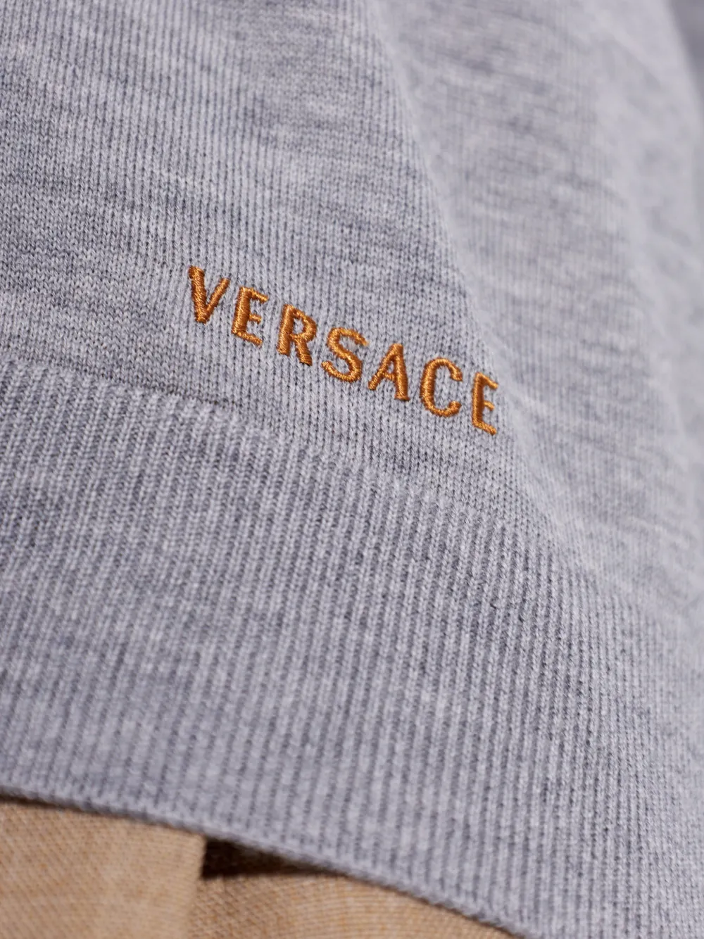 Versace Gebreid wollen vest met borduurwerk Grijs