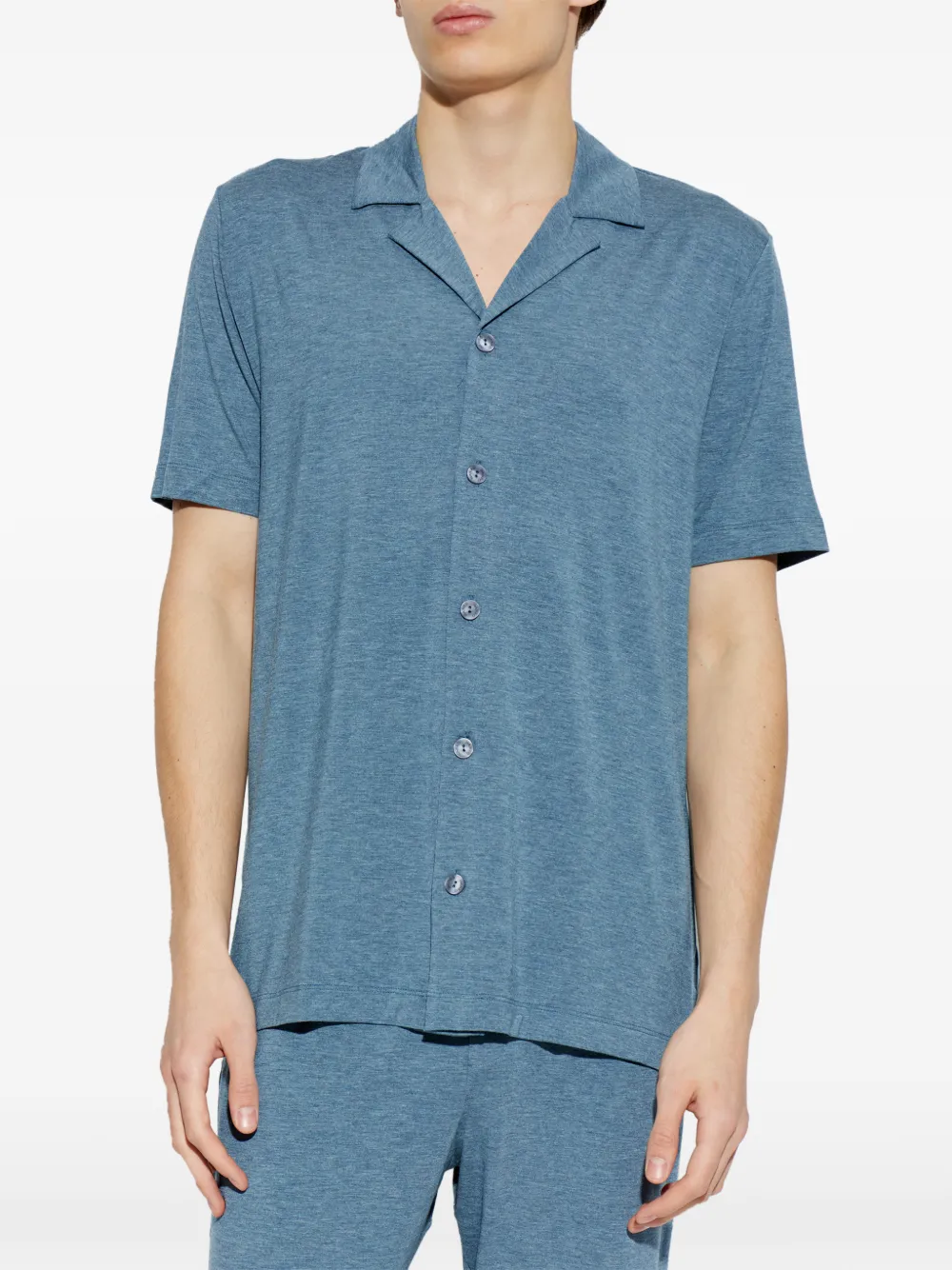  Hanro Camicia Con Bottoni - Blu 