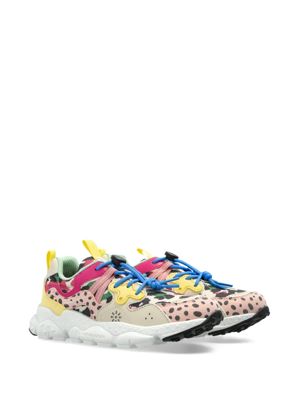 FLOWER MOUNTAIN KIDS printed lace-up sneakers Beige