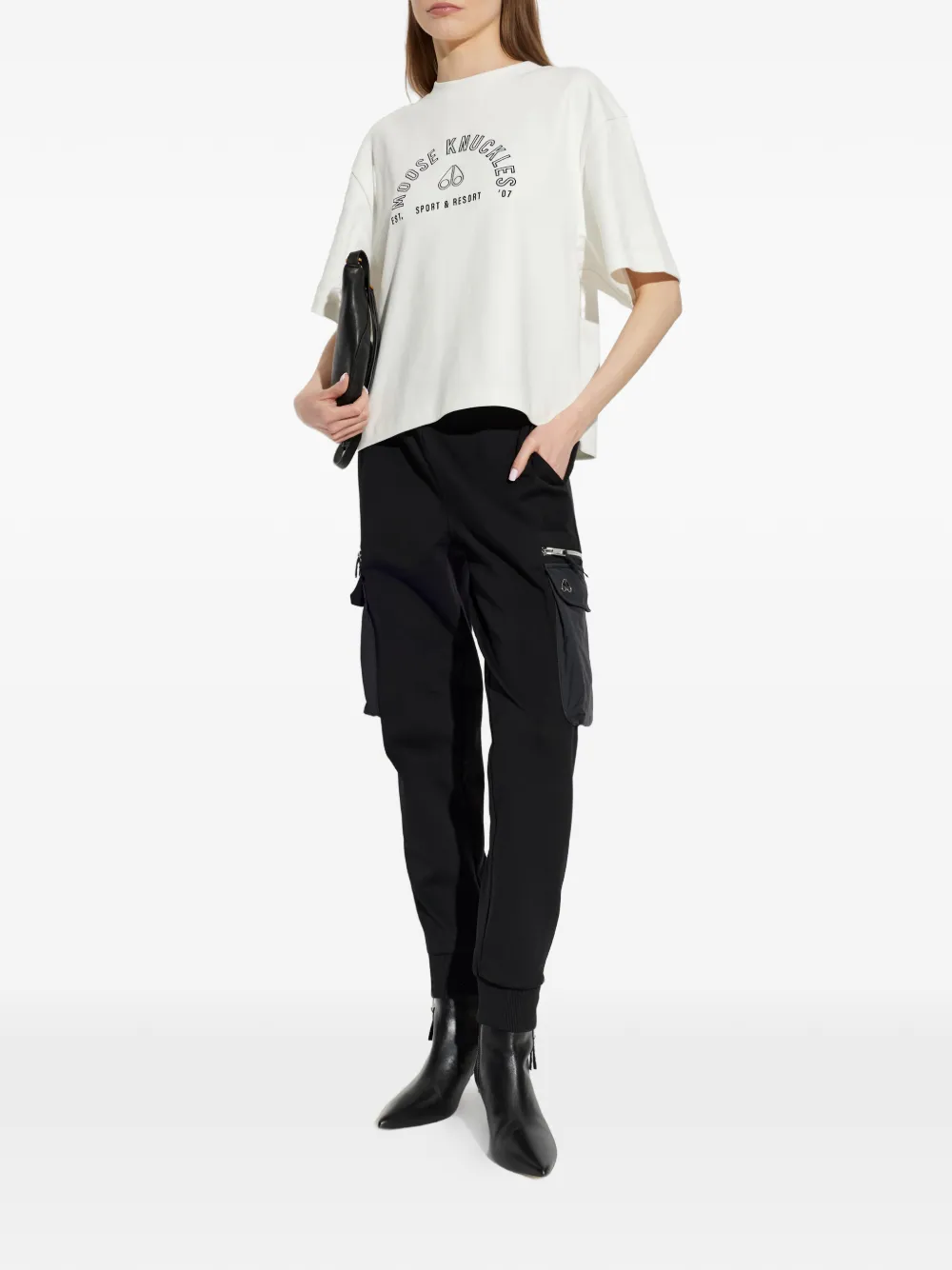  Moose Knuckles Mixed Media Cargo Zip Detail Trousers - Black 