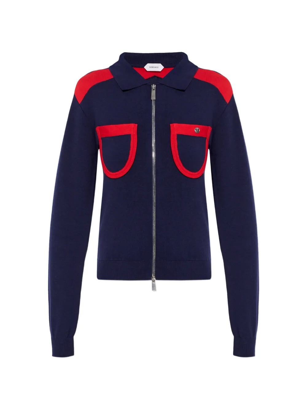 Versace zip collared cardigan - Blu