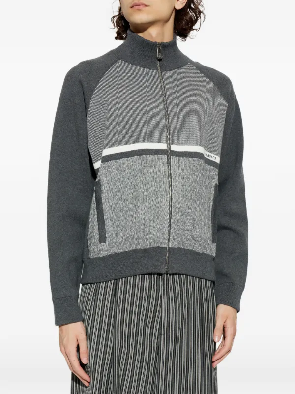 VERSACE グレー ジップアップ　ニット Versace zip-up Cardigan | Grey | FARFETCH TW
