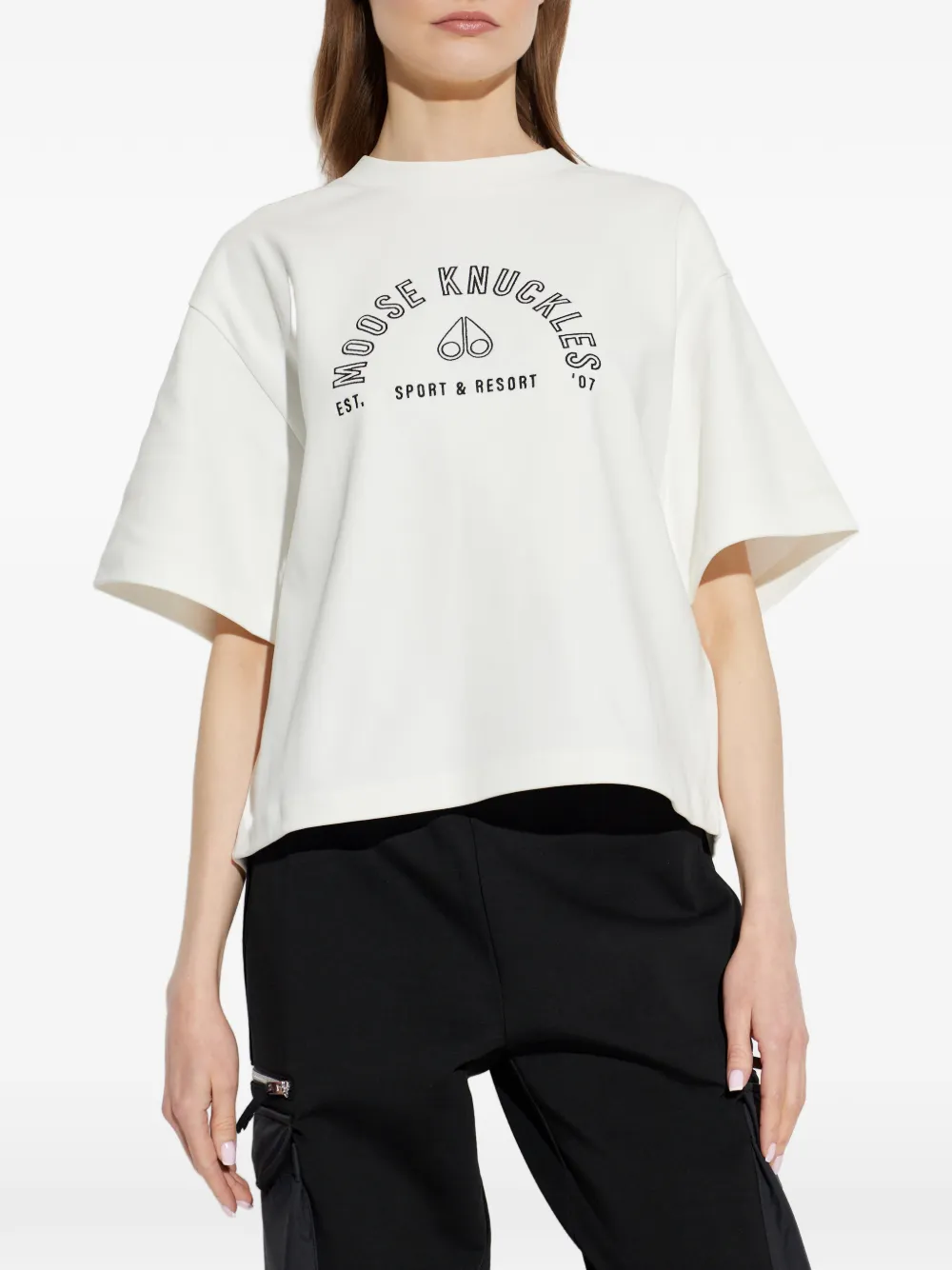 Moose Knuckles T-shirt met logoprint Wit