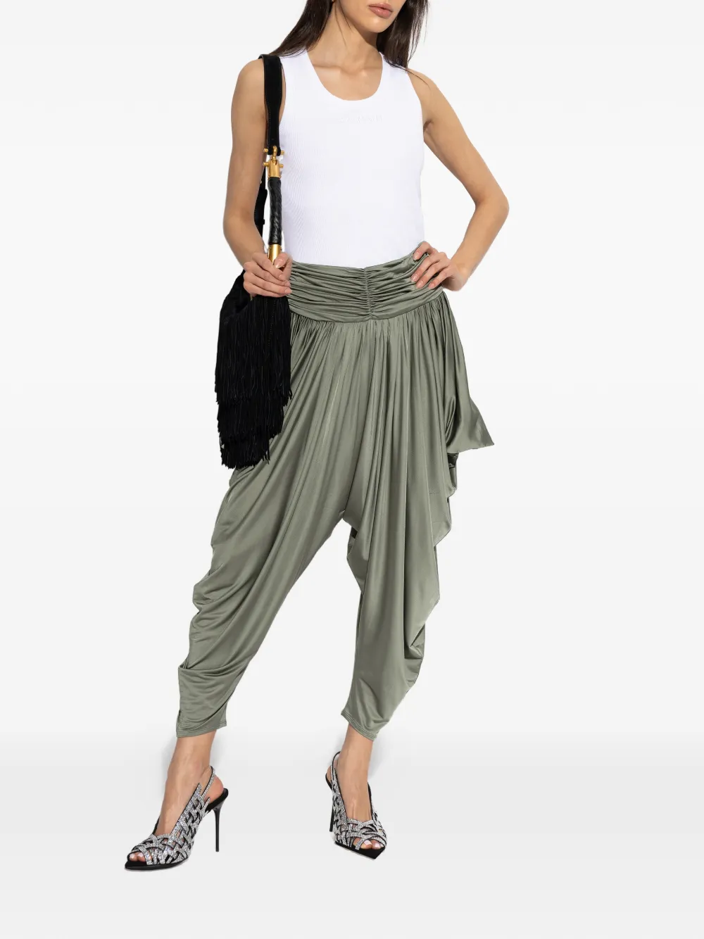  Balmain Pantalones Fruncidos - Verde 