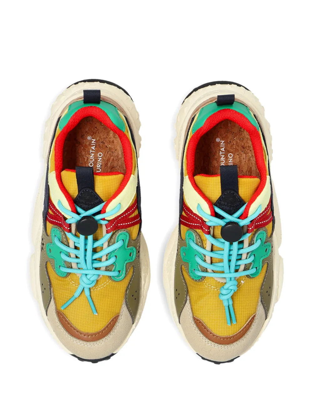 FLOWER MOUNTAIN KIDS Yamano 3 floral-perforated sneakers Geel