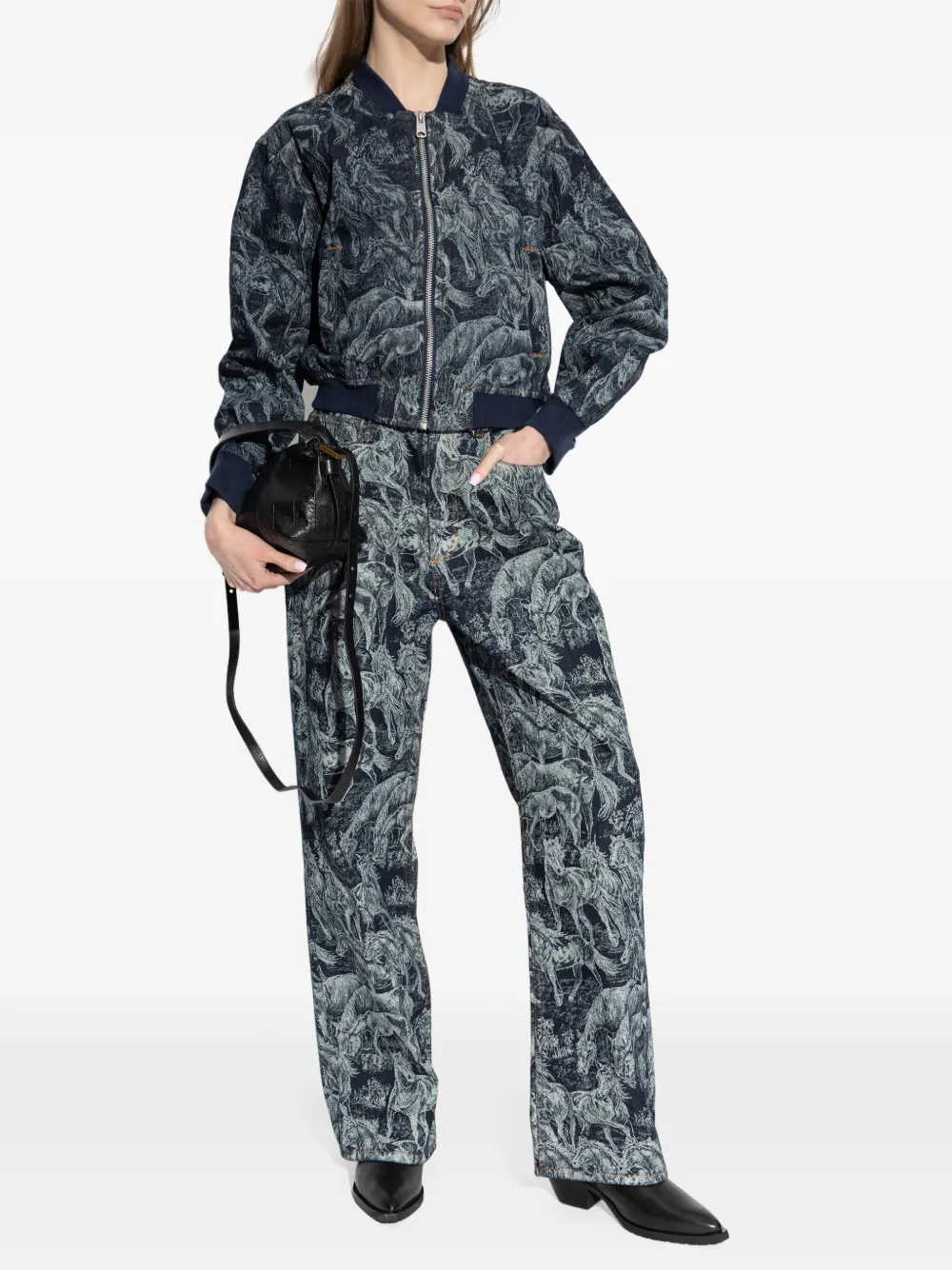 AllSaints Kaytra bomberjack met paardenprint Blauw