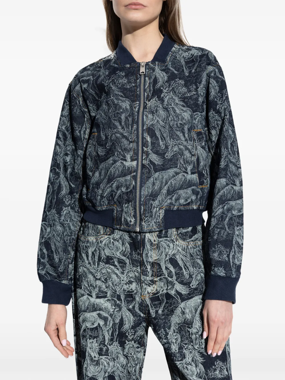 AllSaints Kaytra bomberjack met paardenprint Blauw