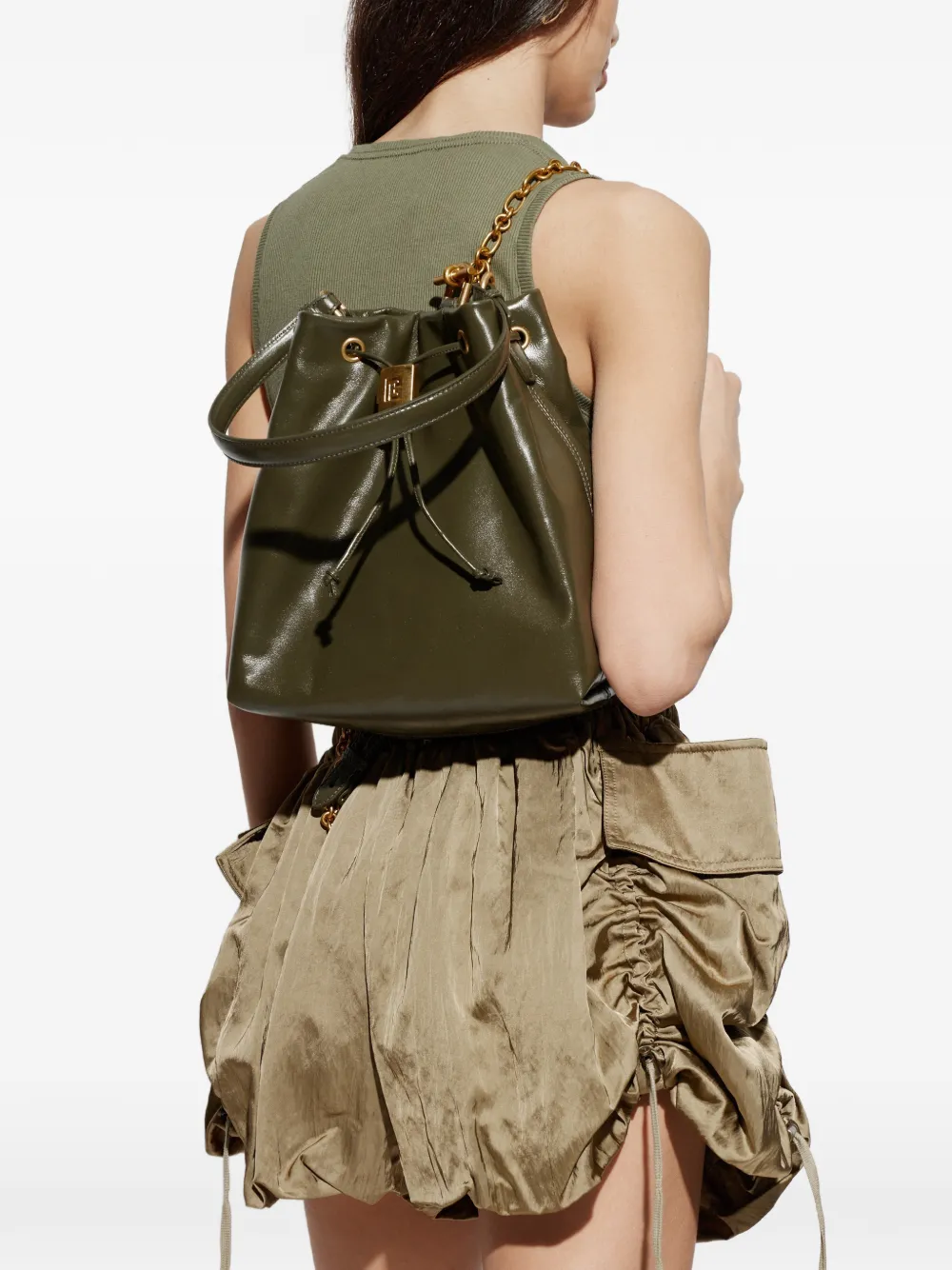  Balmain Mochila De Piel - Verde 