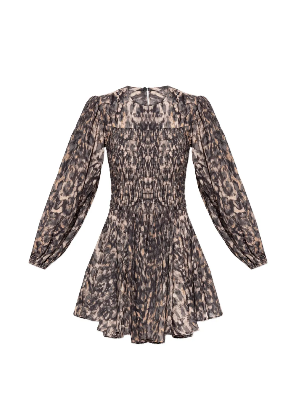 AllSaints Abito corto Chia con punto smock - Marrone
