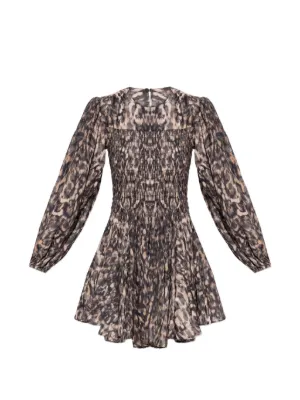 knee length dresses for ladies Leopard Print Short Sleeve Mini Dress Small main image 1