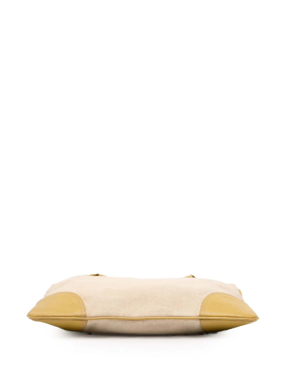 Prada Pre-owned 2013-2026 Vitello Trimmed Canvas Canapa Tote Bag in Yellow, view 4