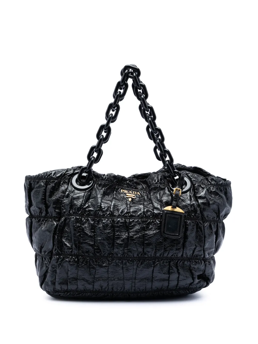 Prada Pre-Owned 2010-2025 Vernice Gaufre Resin Chain Shopping tote bag - Nero