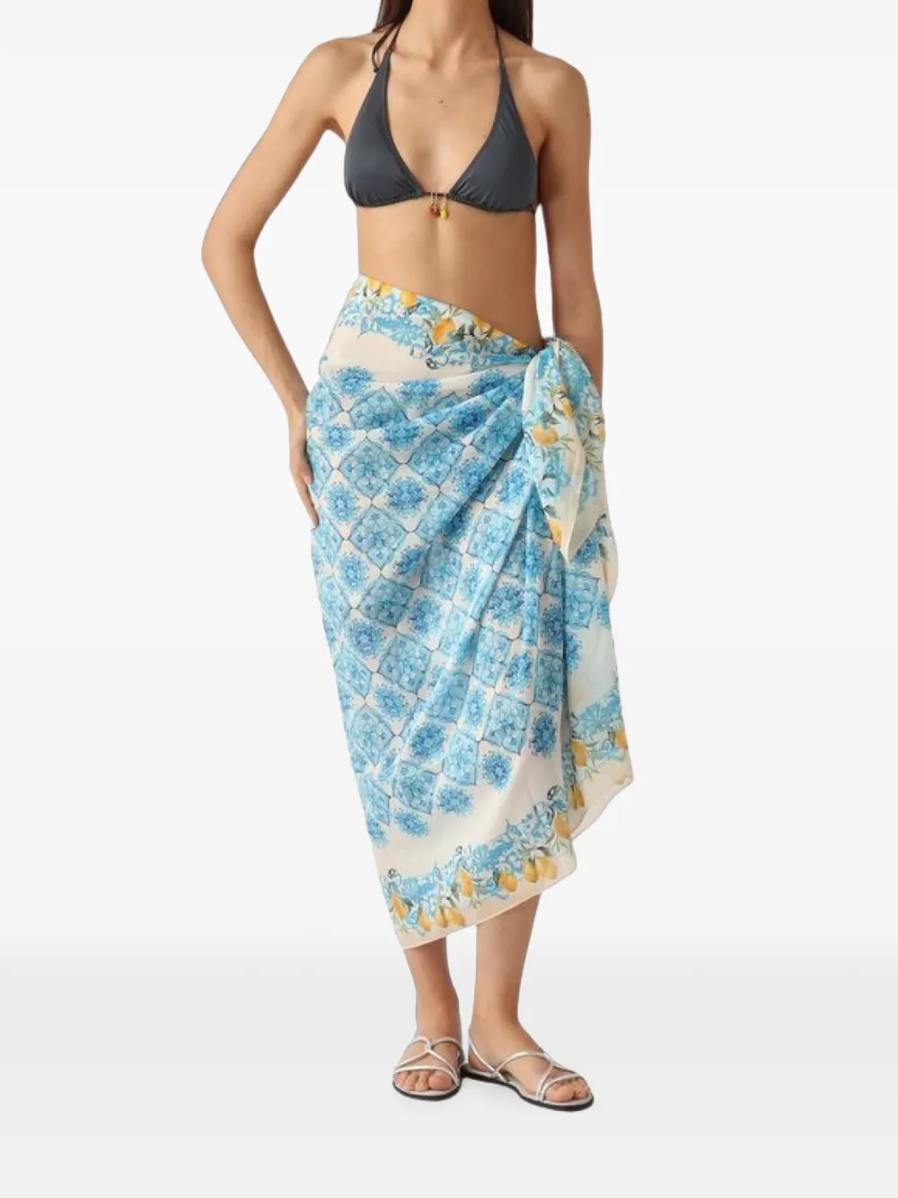 MC2 Saint Barth Tahiti wikkeldoek met tegelpatroon Beige