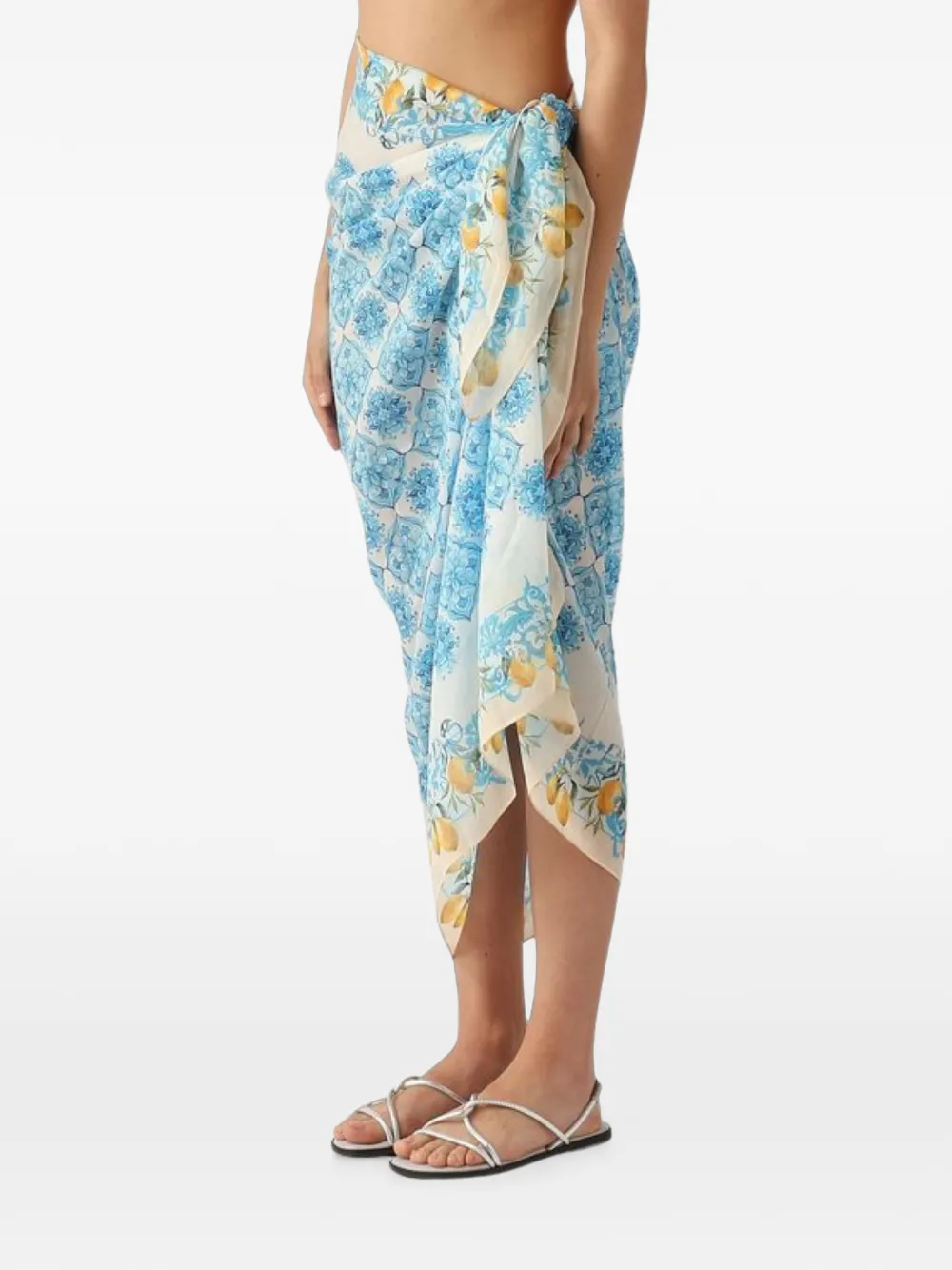 MC2 Saint Barth Tahiti wikkeldoek met tegelpatroon Beige