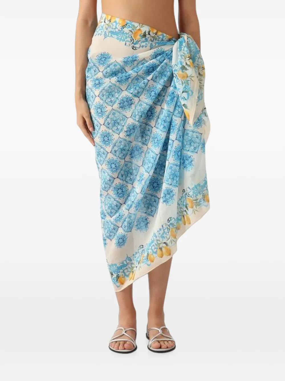 MC2 Saint Barth Tahiti wikkeldoek met tegelpatroon Beige