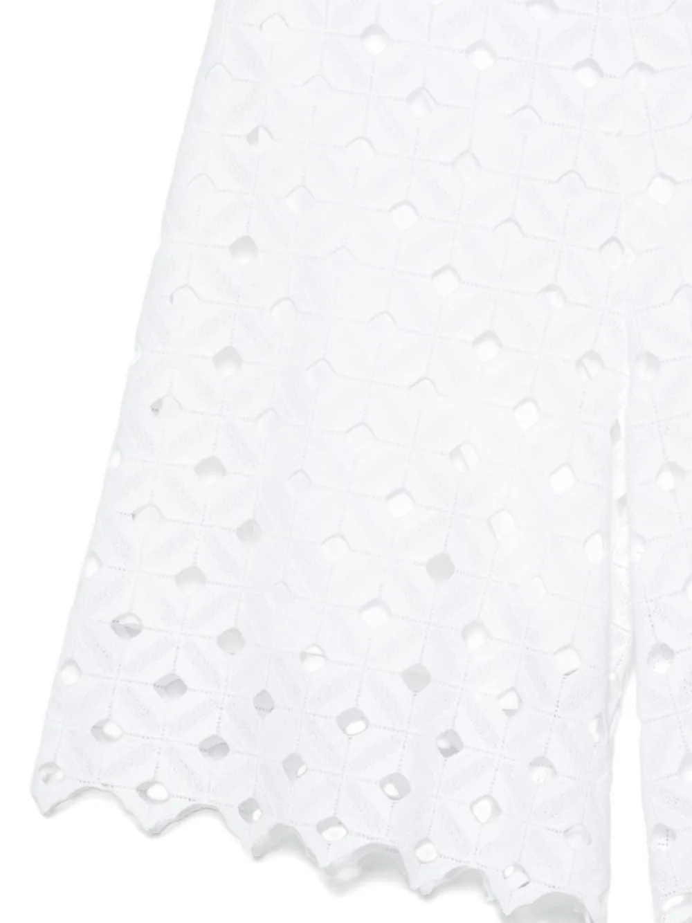 Max Mara Huguale broderie anglaise shorts met gewelfde afwerking Wit