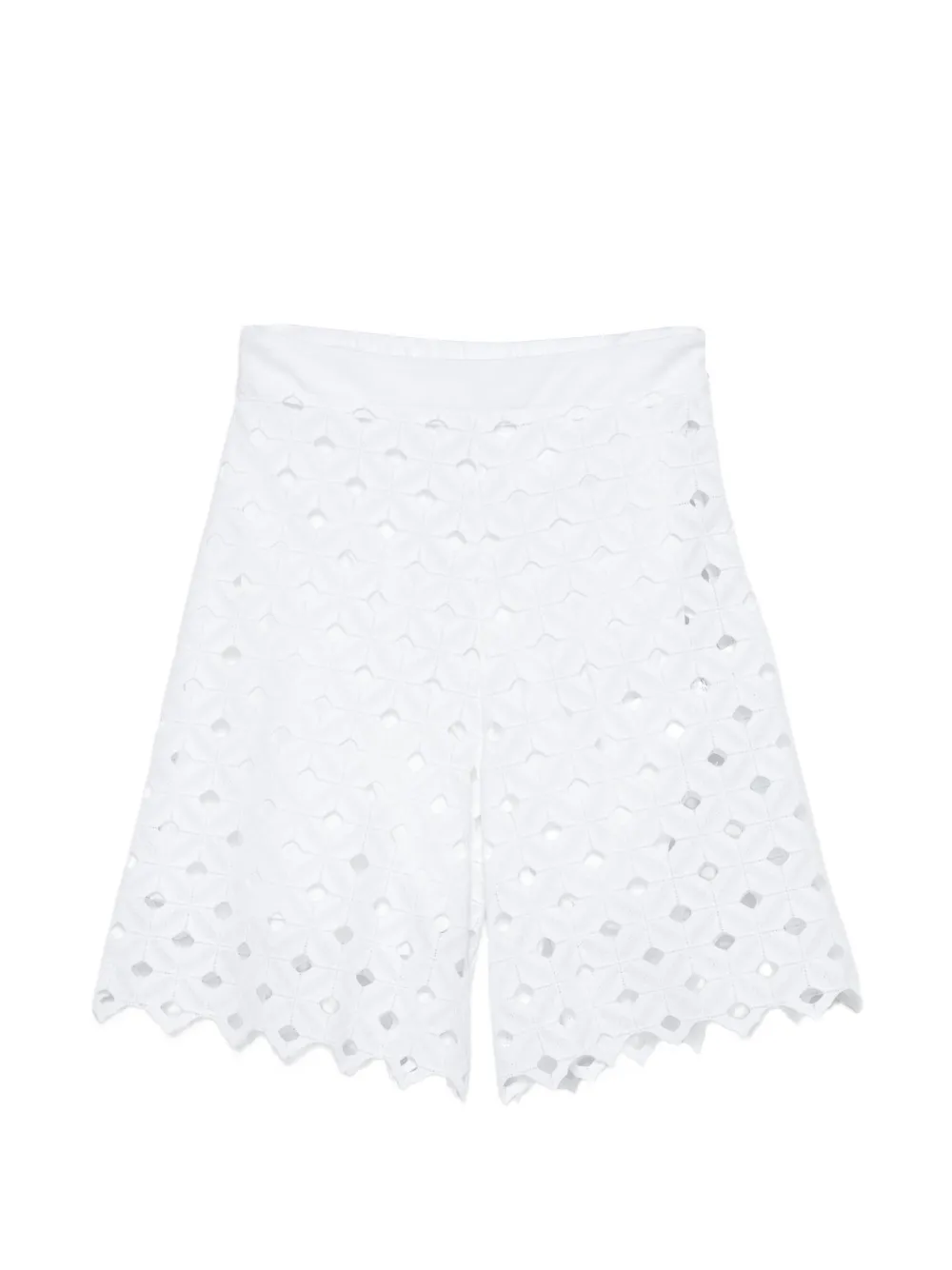 Max Mara Huguale broderie-anglaise scalloped-hem shorts - Bianco
