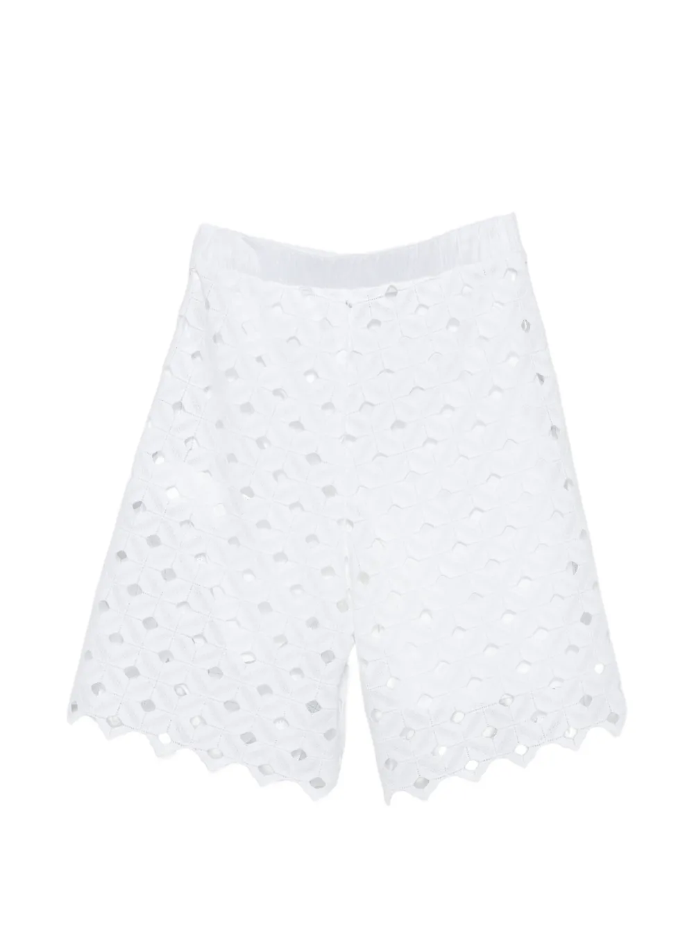 Max Mara Huguale broderie anglaise shorts met gewelfde afwerking Wit