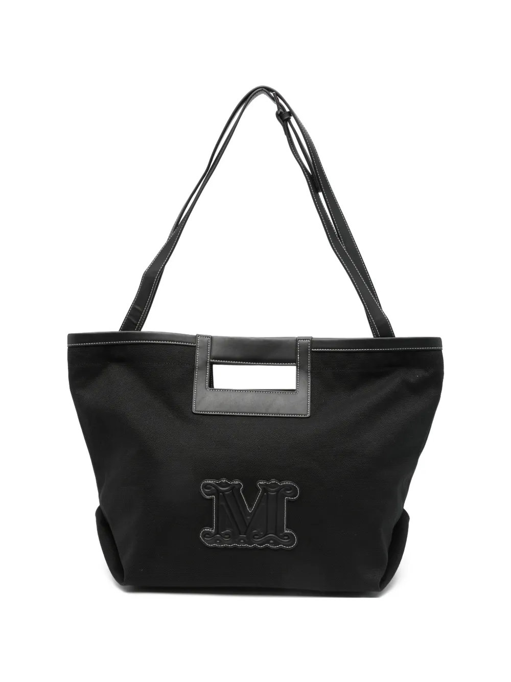 Max Mara logo-patch cut-out tote bag - Nero