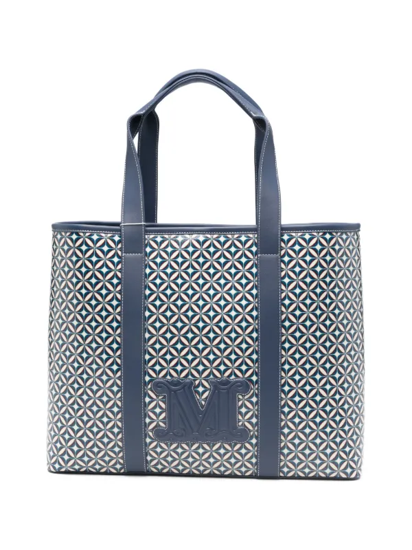 Max Mara Geometric-print Tote Bag in Blue