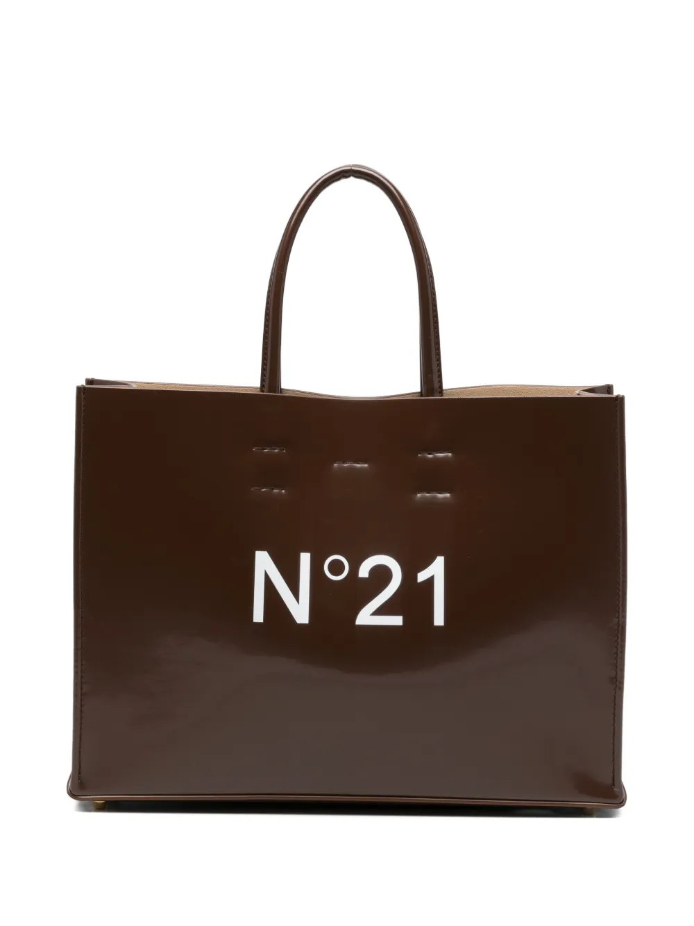 Nº21 Horizontal logo tote bag - Marrone