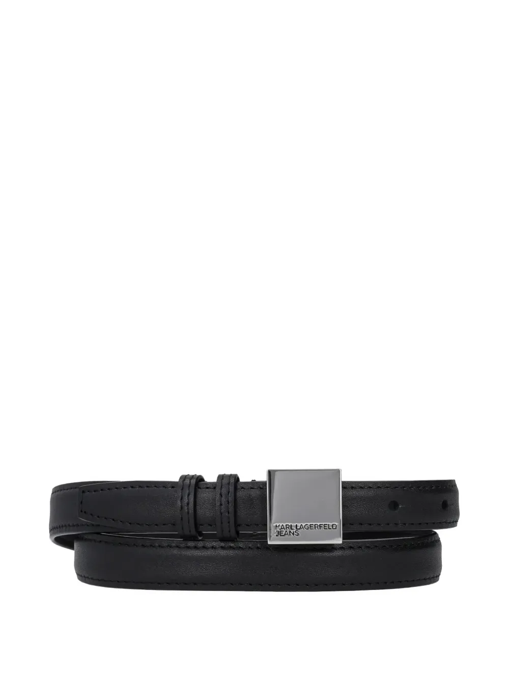 Karl Lagerfeld Jeans logo-engraved square-buckle belt - Nero