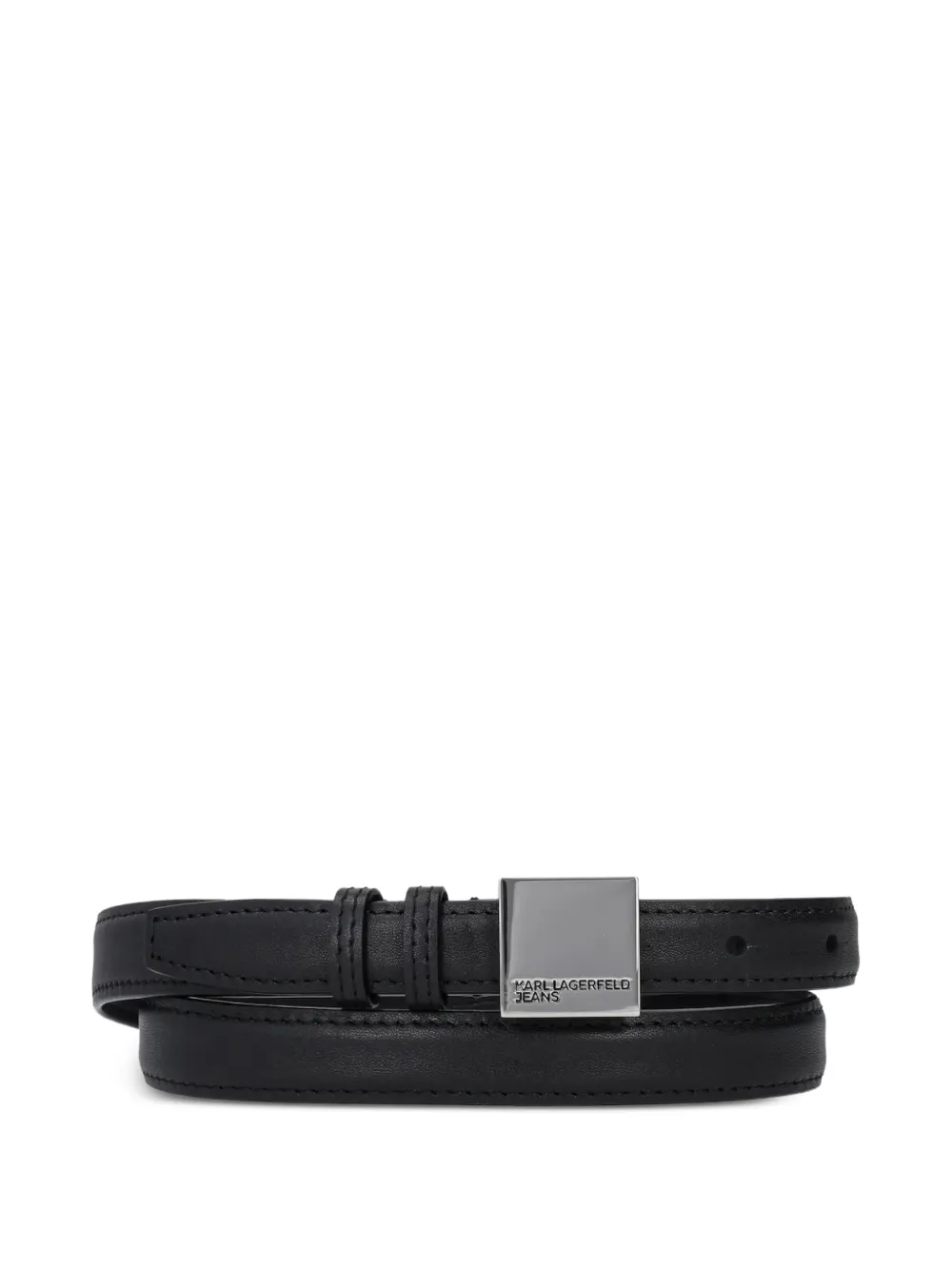 Karl Lagerfeld Jeans logo-engraved square-buckle belt - Nero