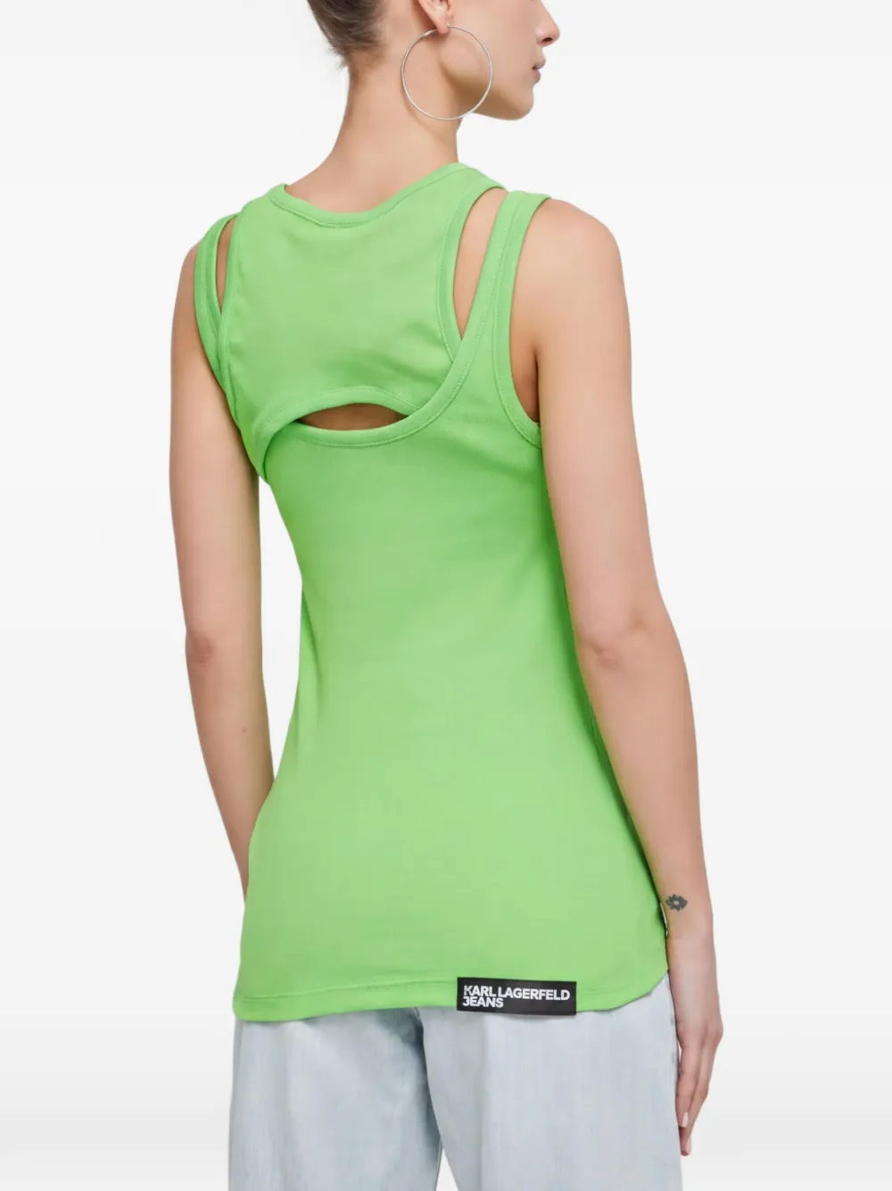 Karl Lagerfeld Jeans logo-embroidery tank top Groen