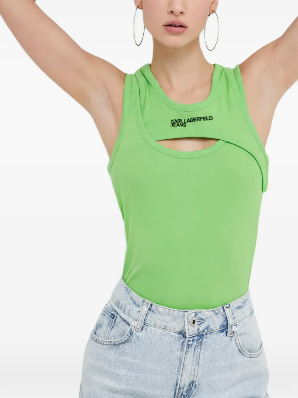 Karl Lagerfeld Jeans logo-embroidery tank top Groen