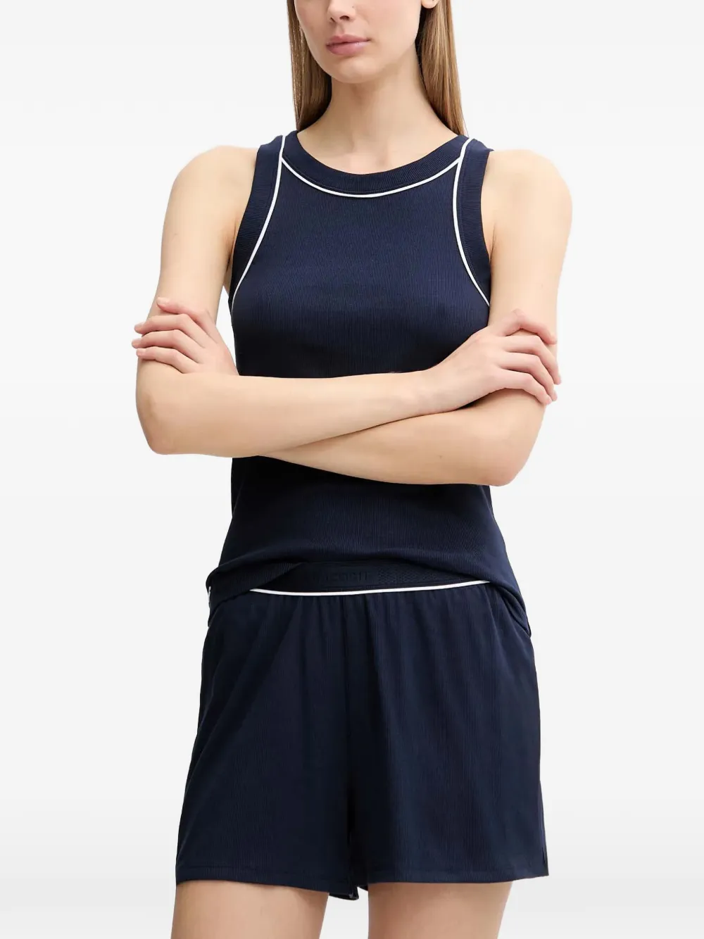 Lacoste ribbed cotton pyjama set - Blu