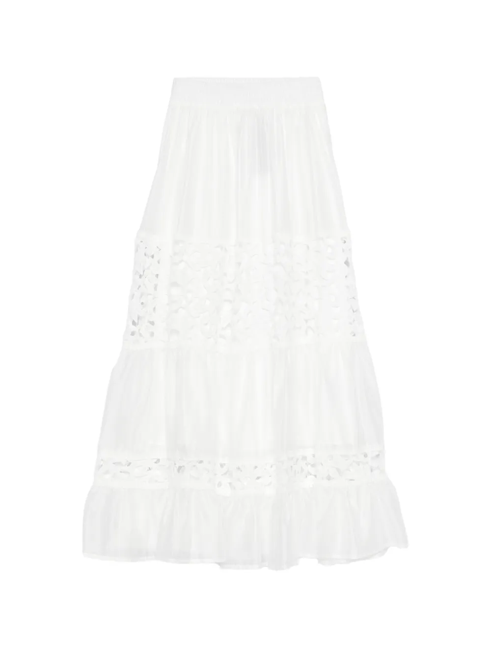 Cenere GB crochet-trim tiered skirt - Bianco