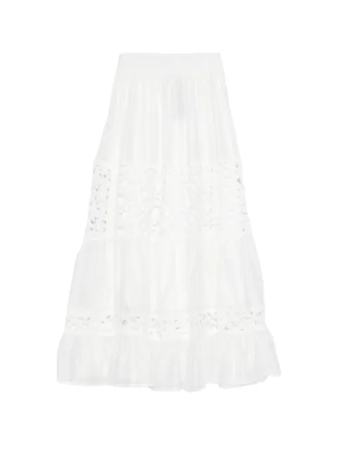 Cenere GB crochet-trim tiered skirt