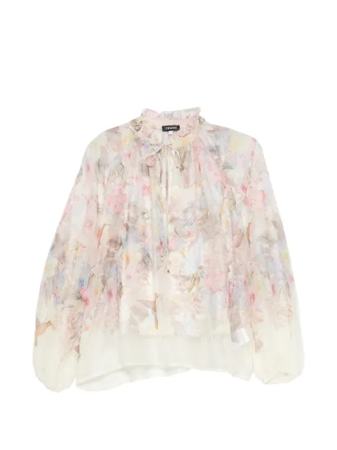 Cenere GB floral-print ruffled blouse