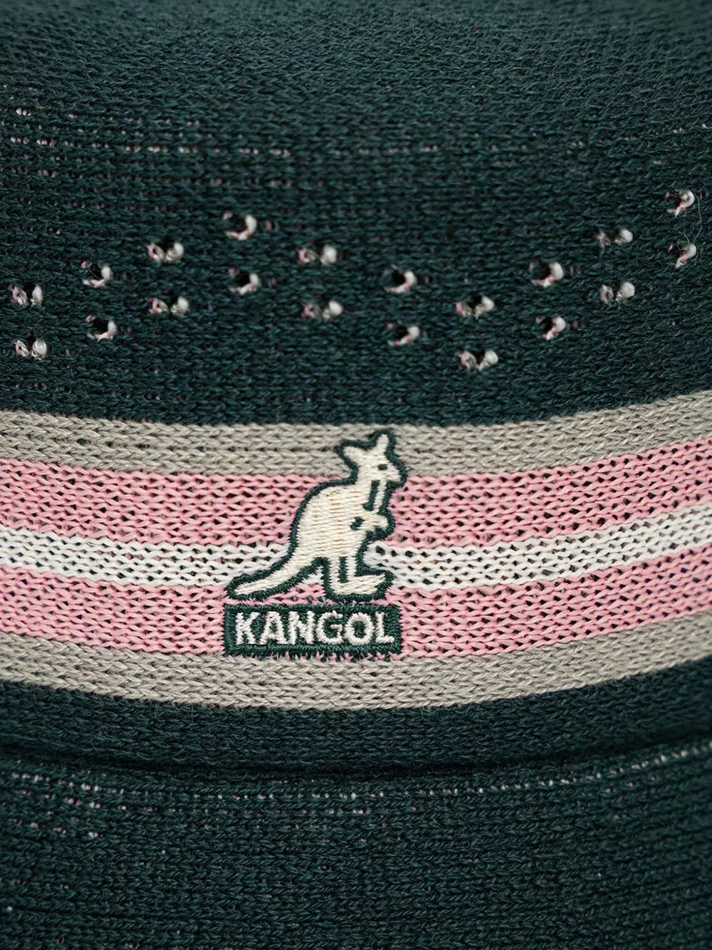 Kangol Gestreepte vissershoed met verfraaiing Groen
