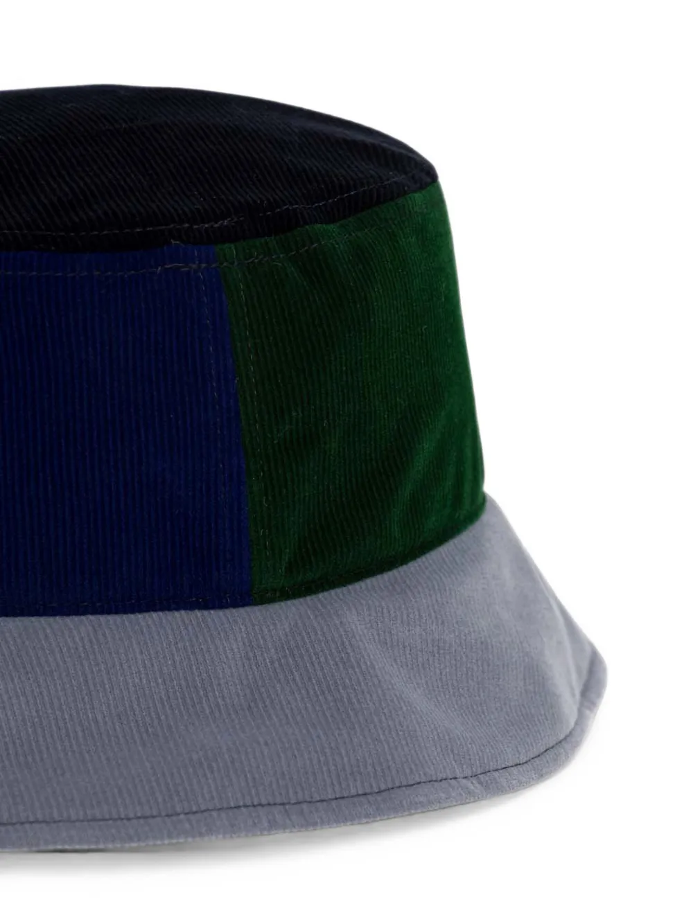 Kangol Ribfluwelen vissershoed met patchwork Zwart