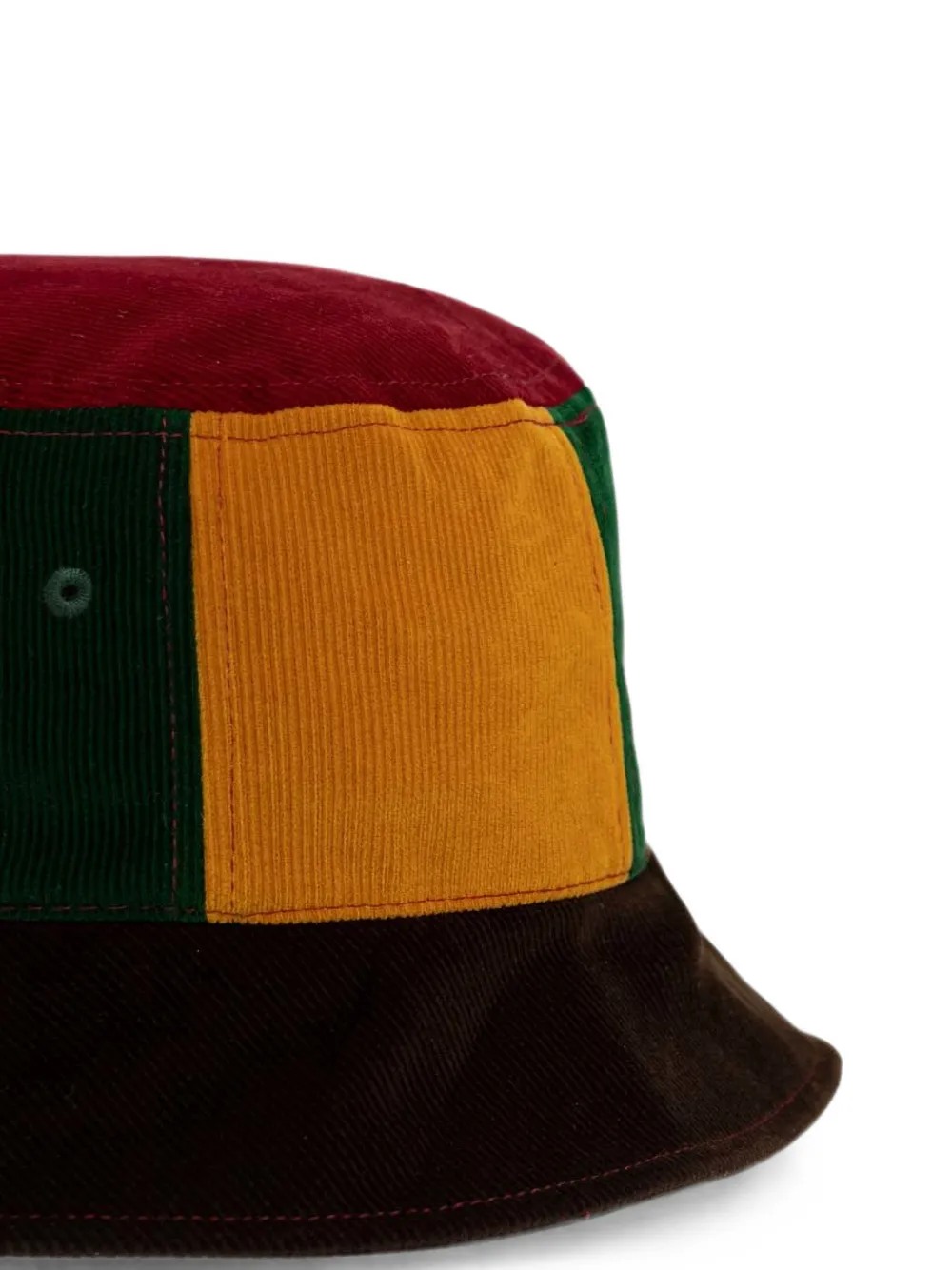 Kangol Ribfluwelen vissershoed met patchwork Rood