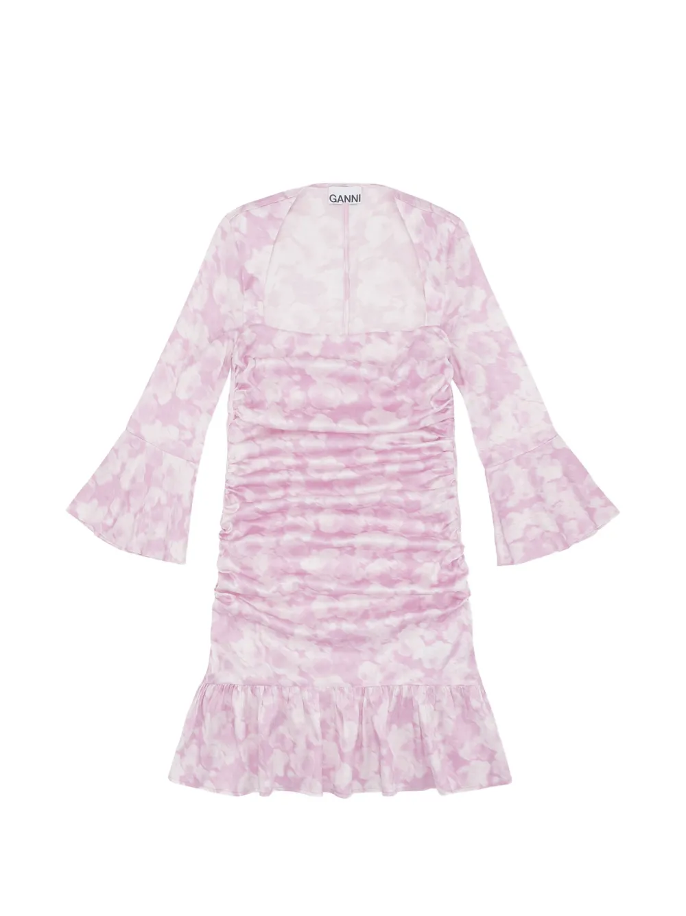 GANNI flared-sleeve mini dress - Pink
