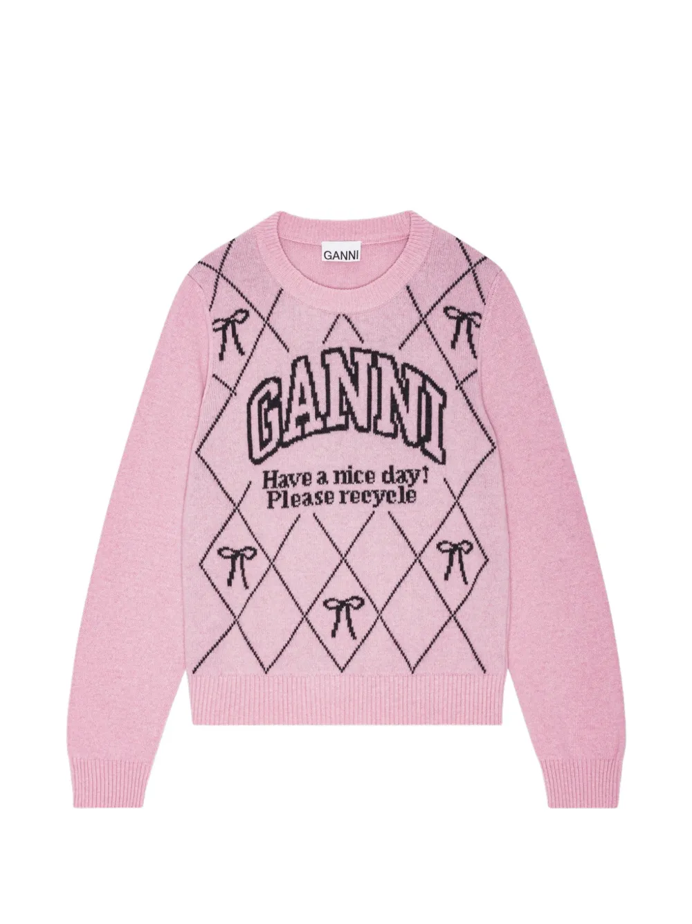 GANNI bow-intarsia sweater