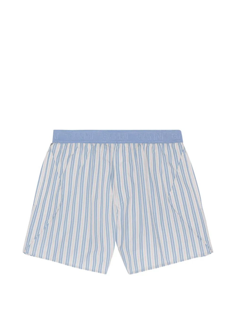 GANNI striped waistband shorts - Blue