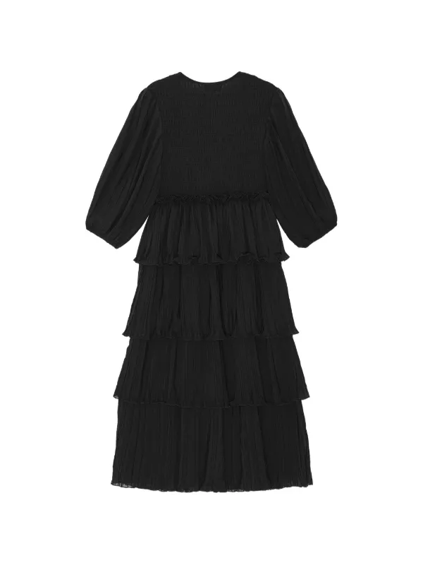 ganni tiered midi dress GANNI White & Black Polka-dot Ruffled Midi Dress UK 8 EU 36 Tiered Fri Hospices of Hope