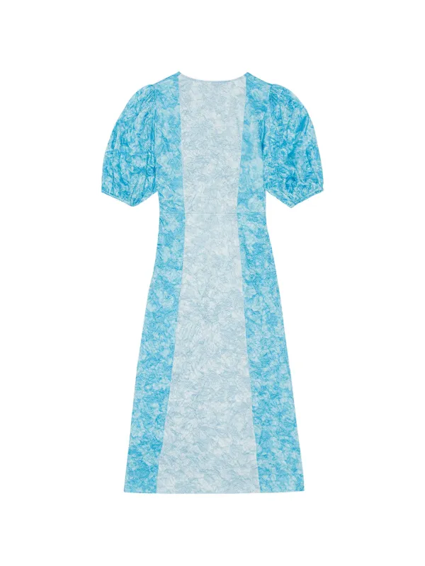 ganni v neck midi dress Ganni Puff-sleeve V-neck Midi Dress