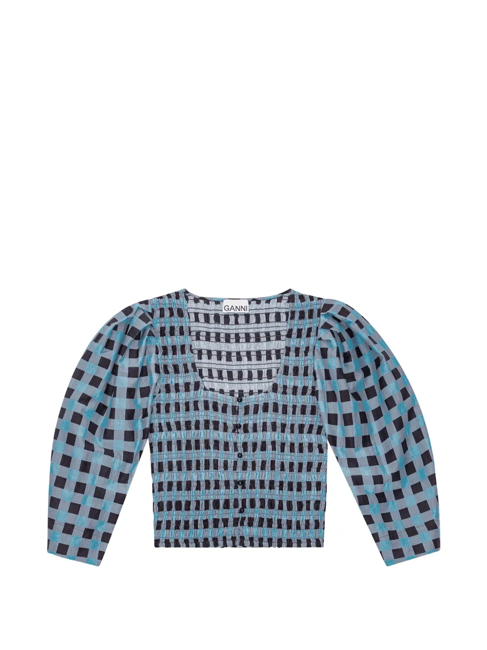 GANNI check smocked top