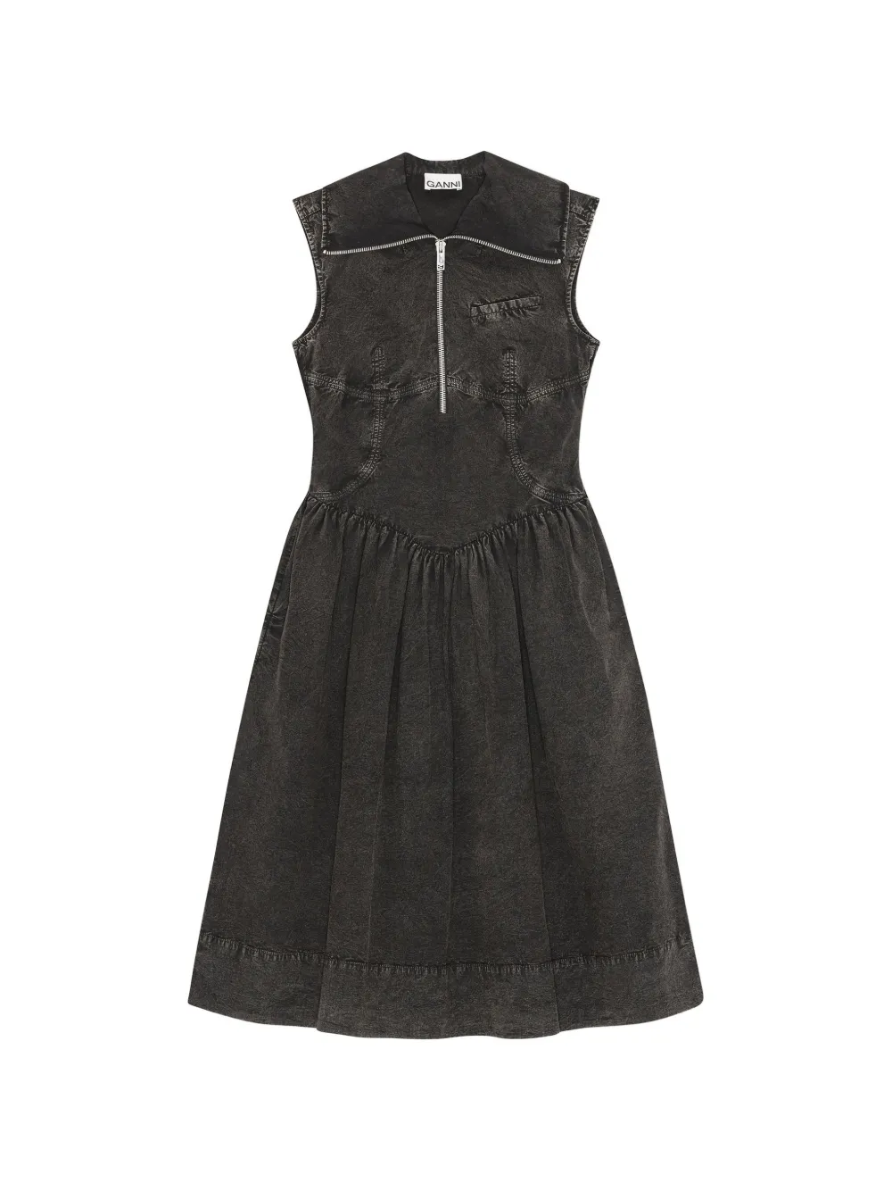 GANNI zip-collared mini dress