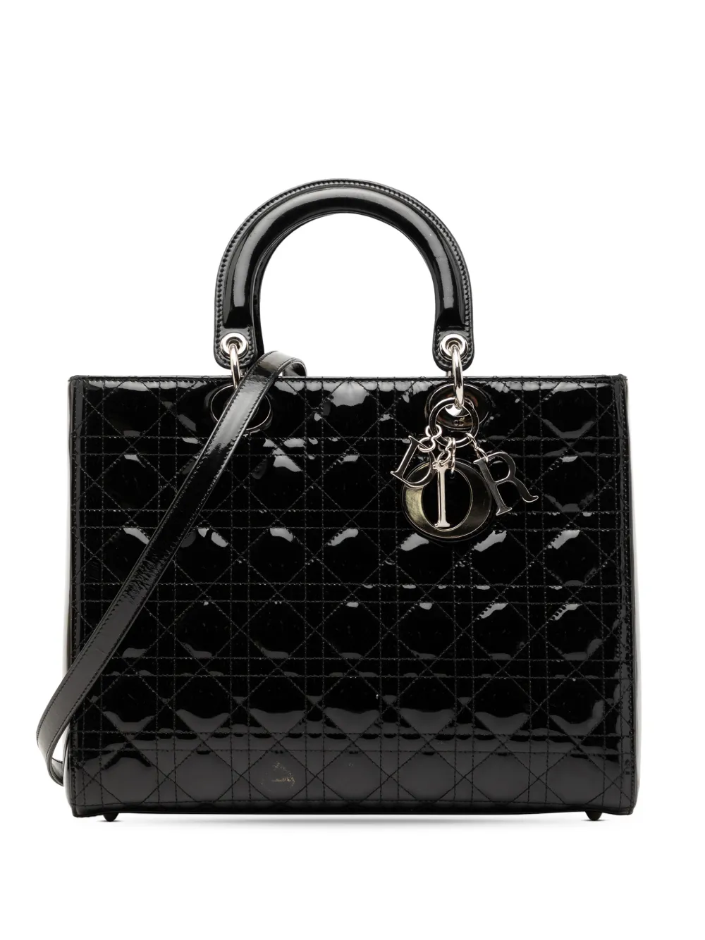 Christian Dior Pre-Owned 2009 Large Patent Cannage Lady Dior satchel - Schwarz