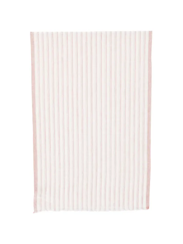 Eleventy Striped Fringed Scarf in White