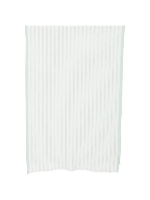 Eleventy Stripe-pattern Lurex-detail Scarf in White