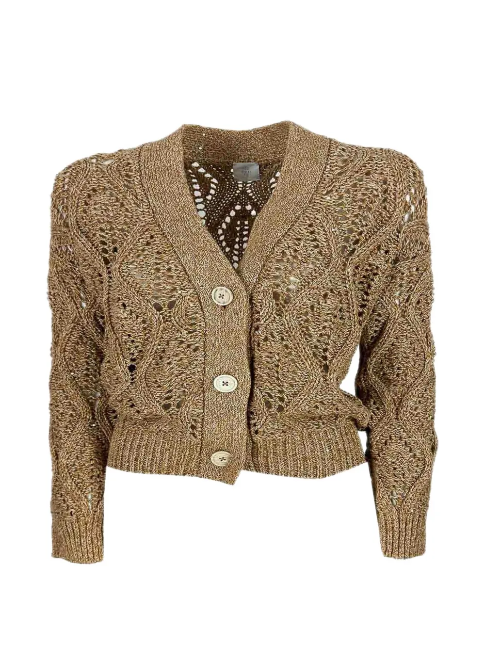 Eleventy sequin-embellished open-knit cardigan - Braun
