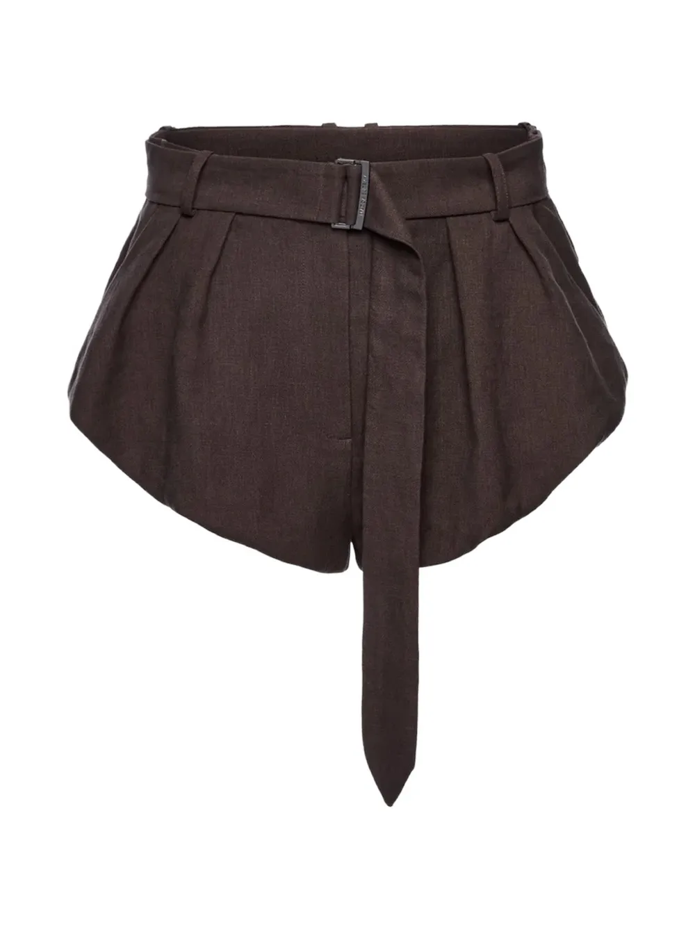 Magda Butrym belted pleated mini shorts - Marrone